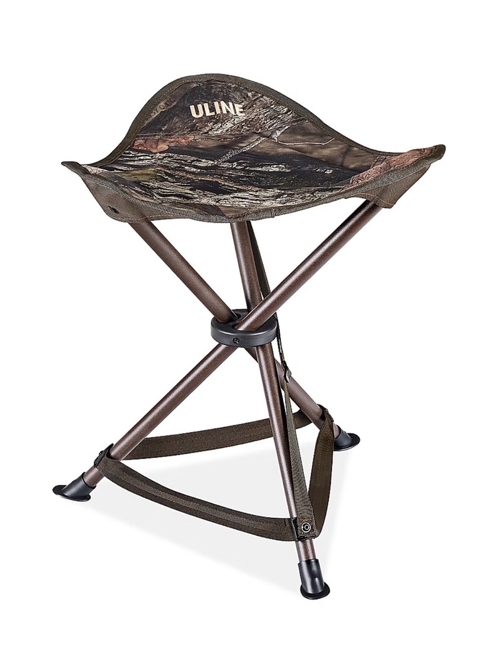 ULINE Brown Camouflage Folding Tripod Stool - Portable Outdoor Seat